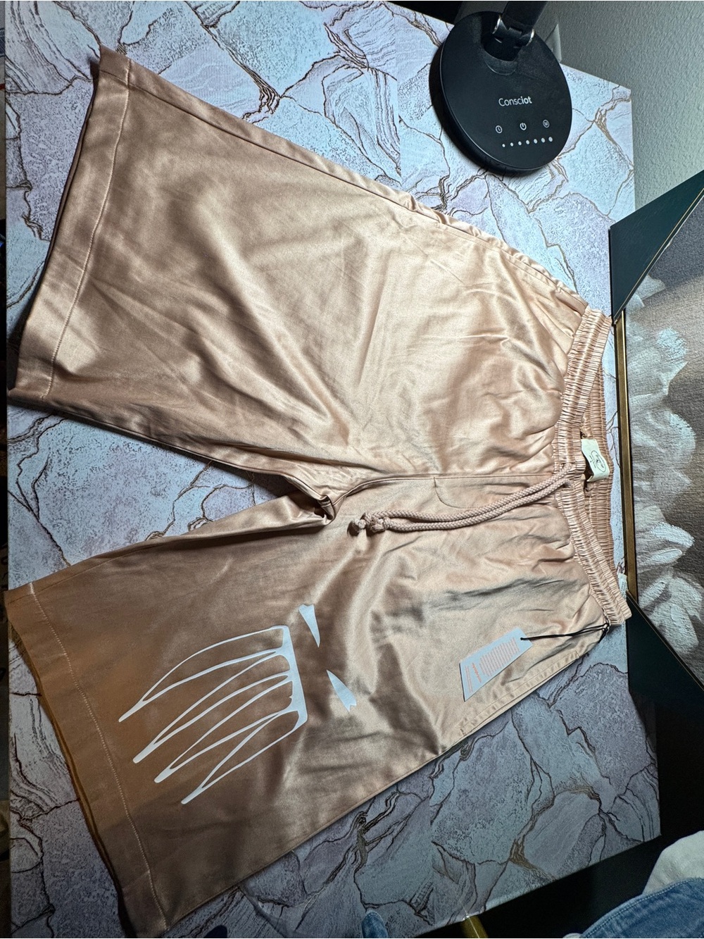 Men's Athletic Drawstring Shorts in Metallic Rose